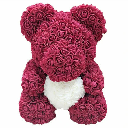 Soft Pink Teddy with Artificial Flower Decoration 40cm