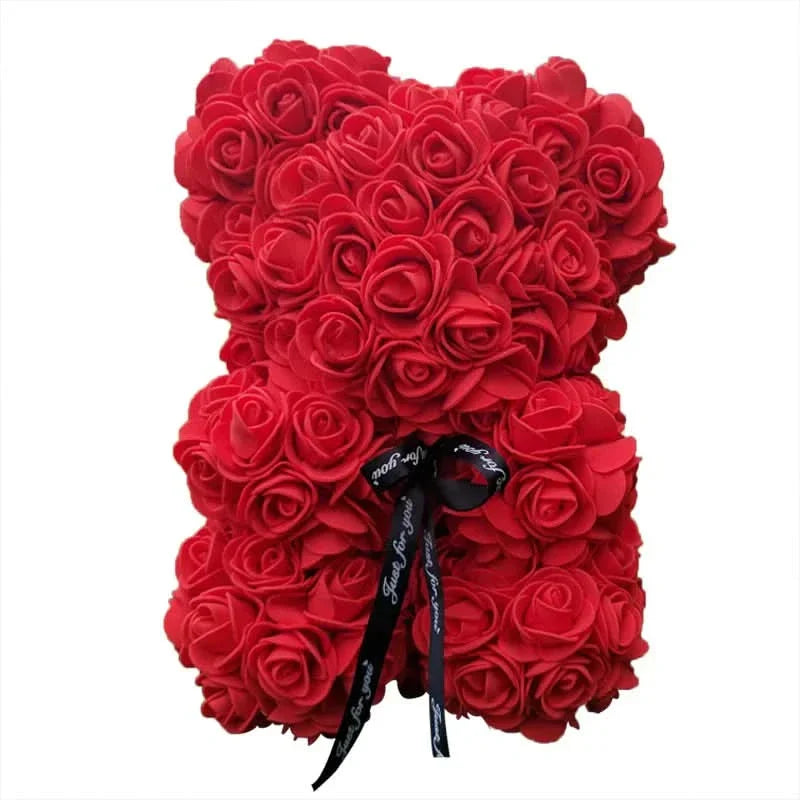 Soft Pink Teddy with Artificial Flower Decoration 40cm