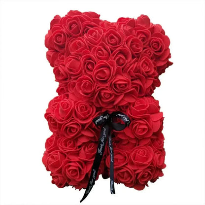 Soft Pink Teddy with Artificial Flower Decoration 40cm