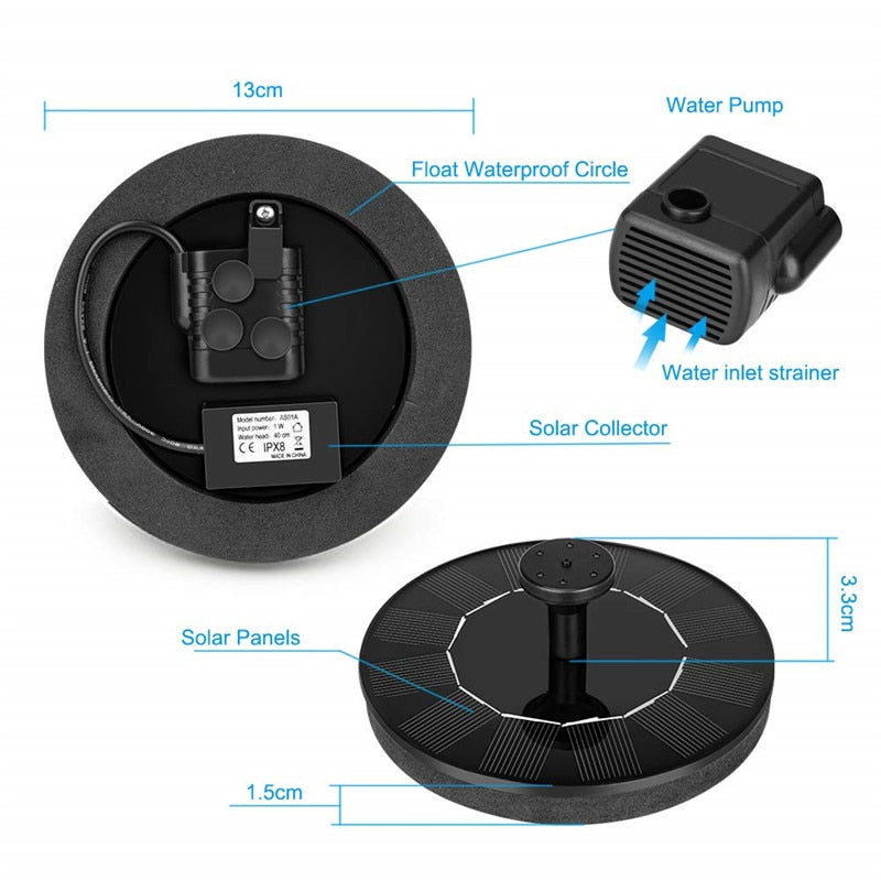 Solar Powered Garden Water Fountain