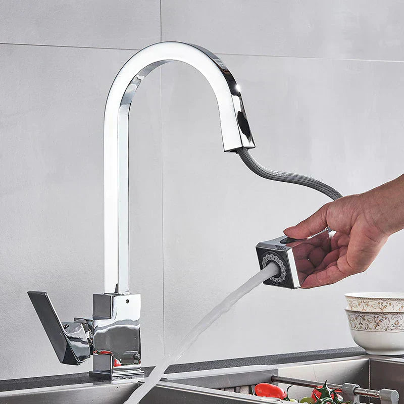 Contemporary Swing Kitchen Faucet – Sleek Stainless Steel Mixer Tap - Fesara