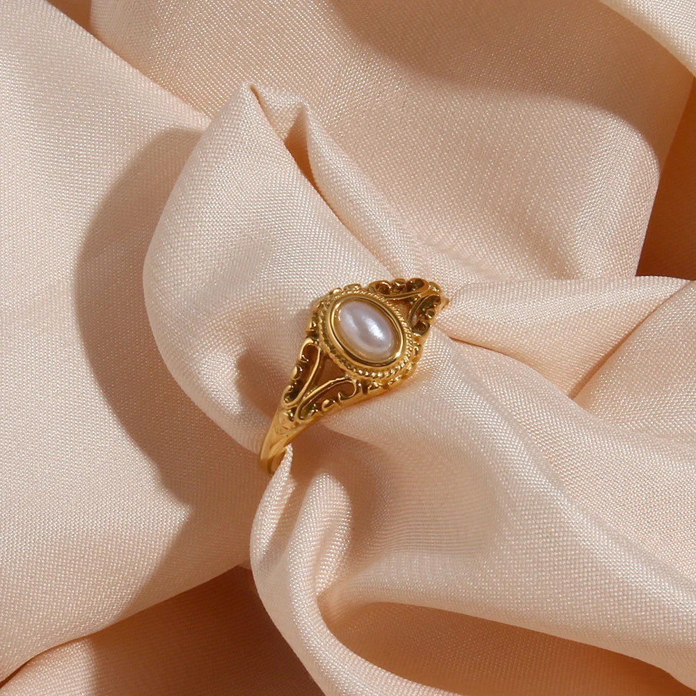 Timeless 18k Pearl Engagement Ring