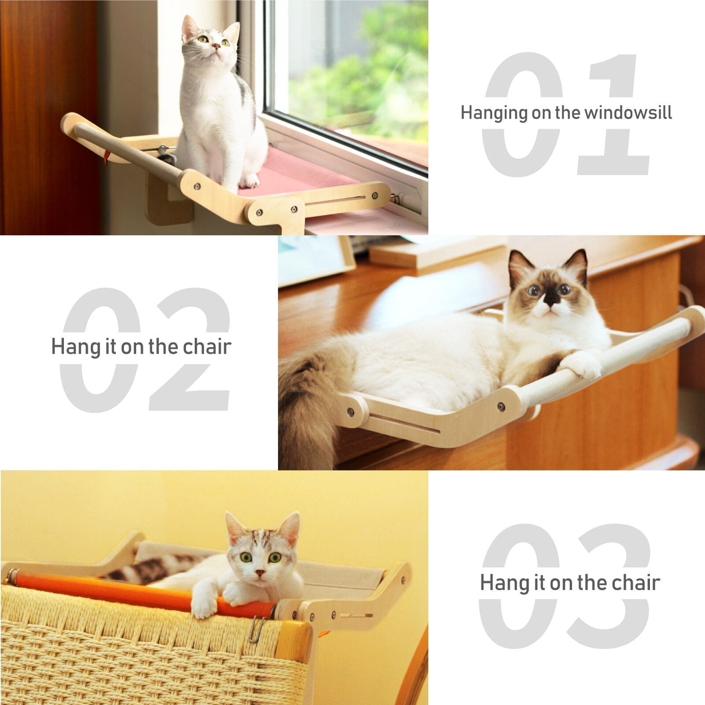 Natural Wood Cat Window Perch Bed