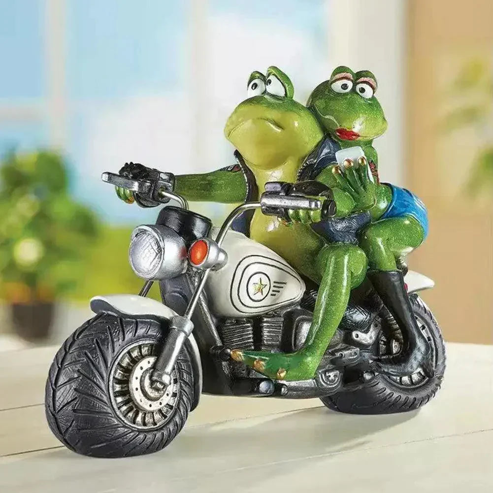 Fun Motorcycle Frog Decor Figurine - Fesara