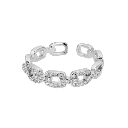 Sparkling Diamond Link Adjustable Ring