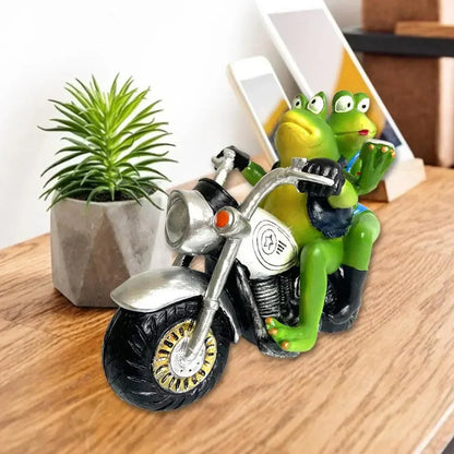 Fun Motorcycle Frog Decor Figurine