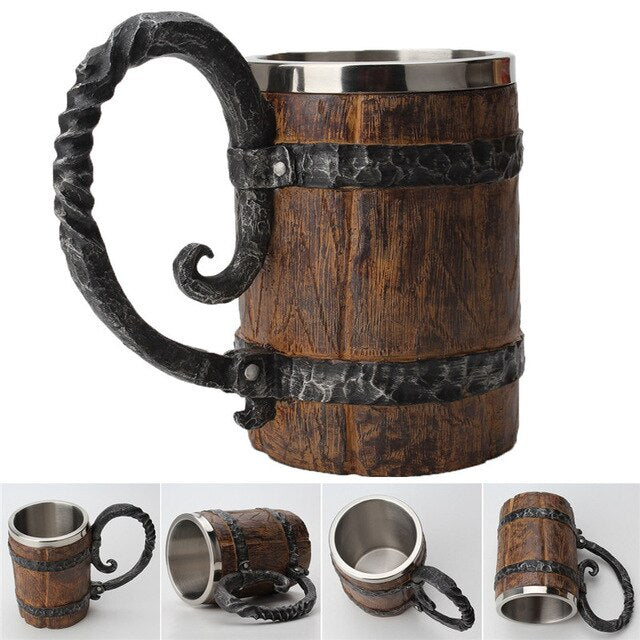 Vintage Style Wooden Metal Coffee Mug