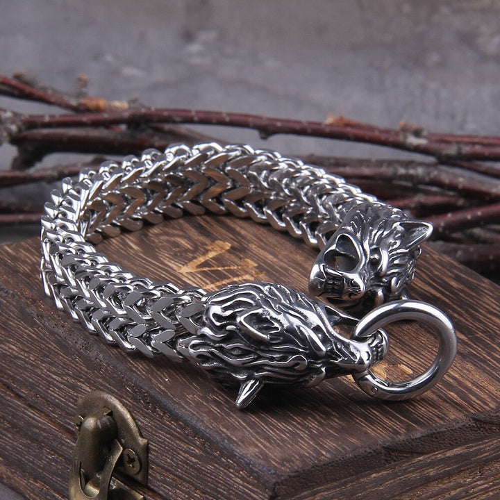 Unique Norse Wolf Cuff Bracelet