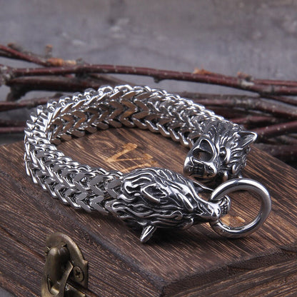 Unique Norse Wolf Cuff Bracelet