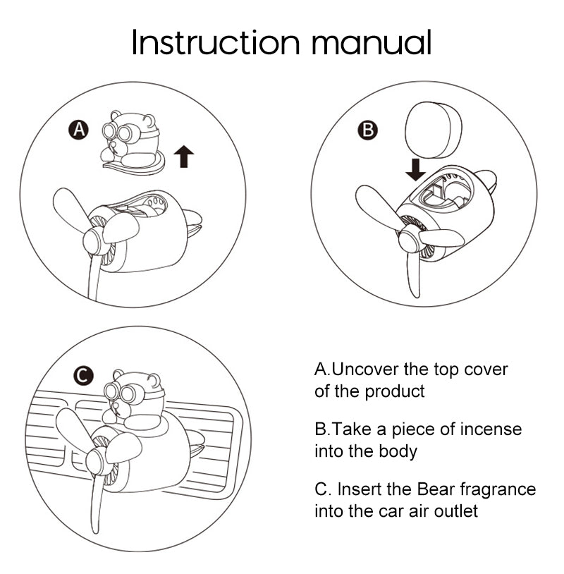 Fresh Car Air Freshener with Rotating Bear Design