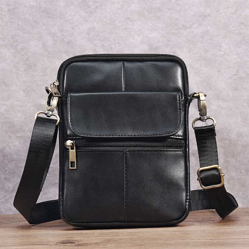 Men's Classic Leather Crossbody Messenger Bag