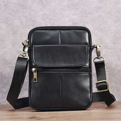 Men's Classic Leather Crossbody Messenger Bag