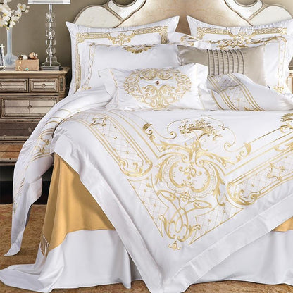 Luxurious Cream and Gold Bedroom Bedding - Fesara