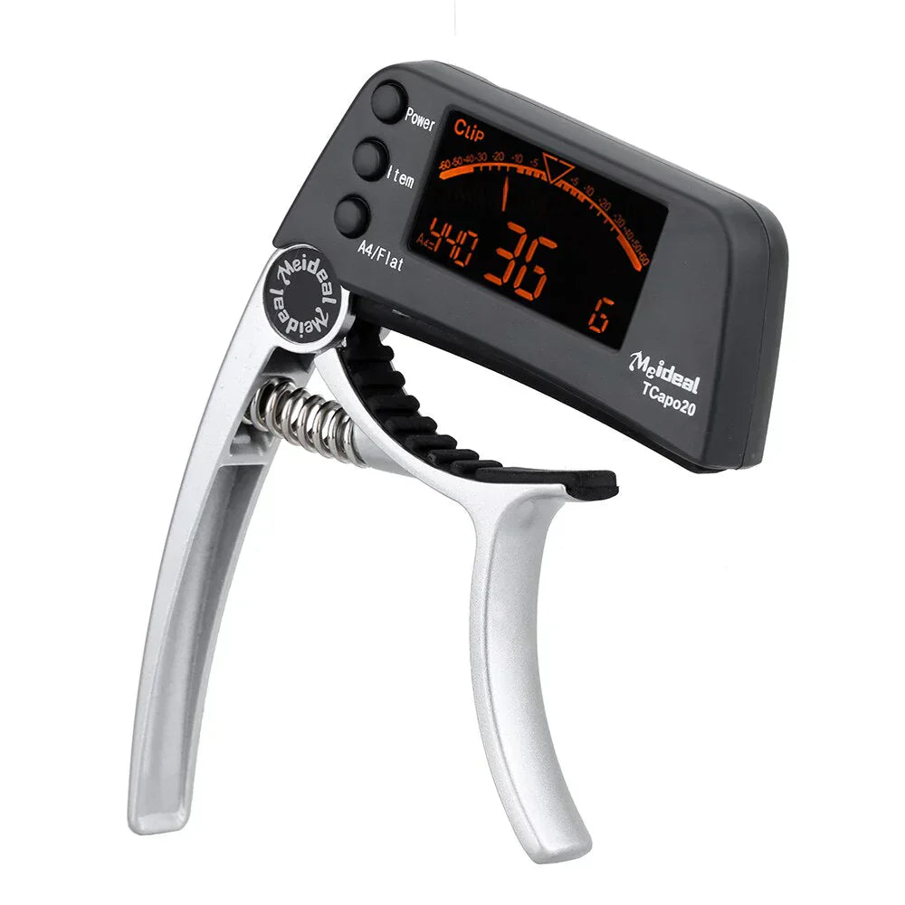 Compact Clip-On Guitar Tuner and Capo