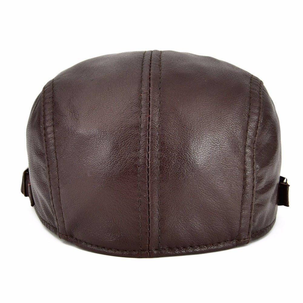 Classic Vintage Leather Newsboy Cap