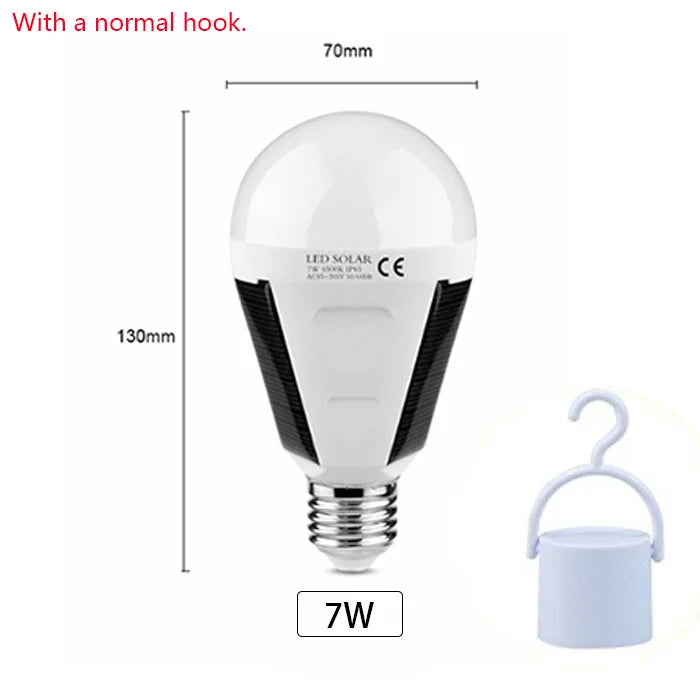 Outdoor Solar LED Bulb E27 7W 12W Rechargeable Waterproof - Fesara