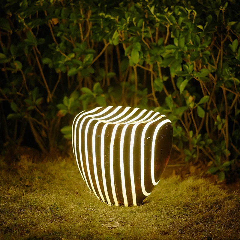 LUXELY Solar Garden Light - Modern Stone Design, 50,000-Hour Lifespan, Weatherproof Outdoor LED Lights-5
