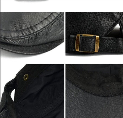 Classic Vintage Leather Newsboy Cap