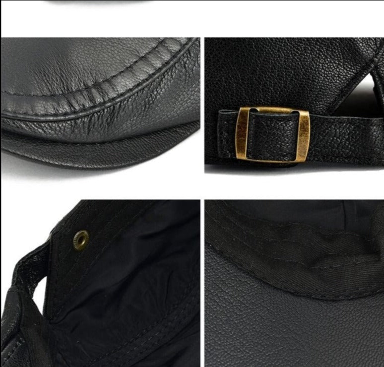 Classic Men's Leather Newsboy Cap