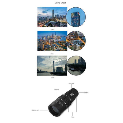 Compact 16x52 Zoom Monocular Telescope Binoculars