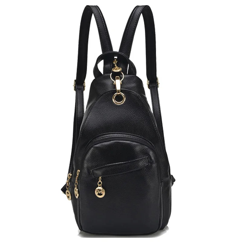 Waterproof Women's PU Leather Cross Body Sling Backpack - Fesara