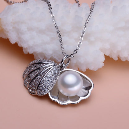 Ocean Blue Shell Drop Pendant Necklace