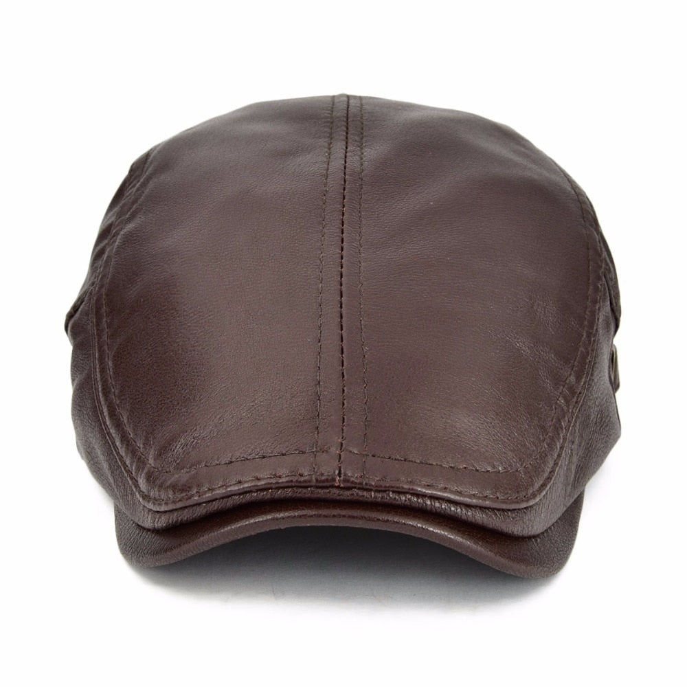 Classic Vintage Leather Newsboy Cap