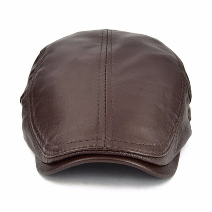 Classic Vintage Leather Newsboy Cap