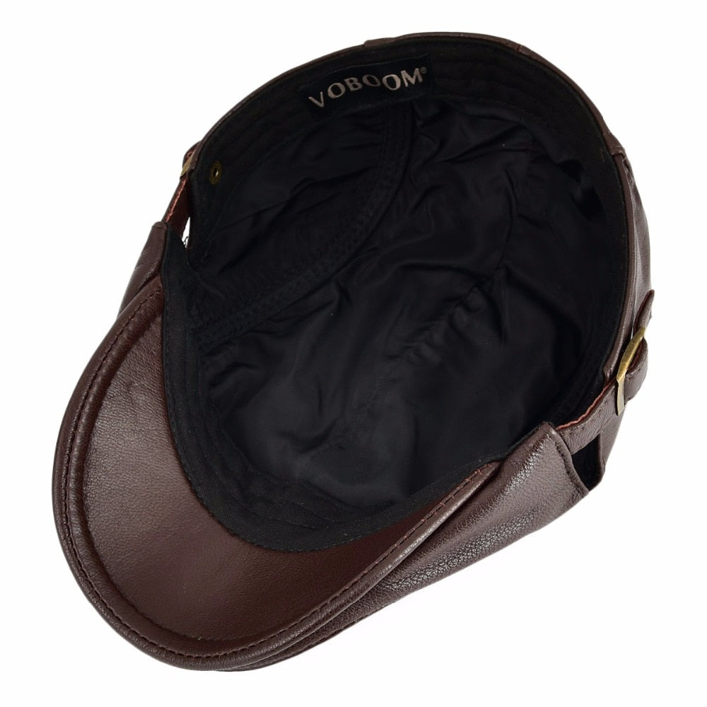 Classic Vintage Leather Newsboy Cap