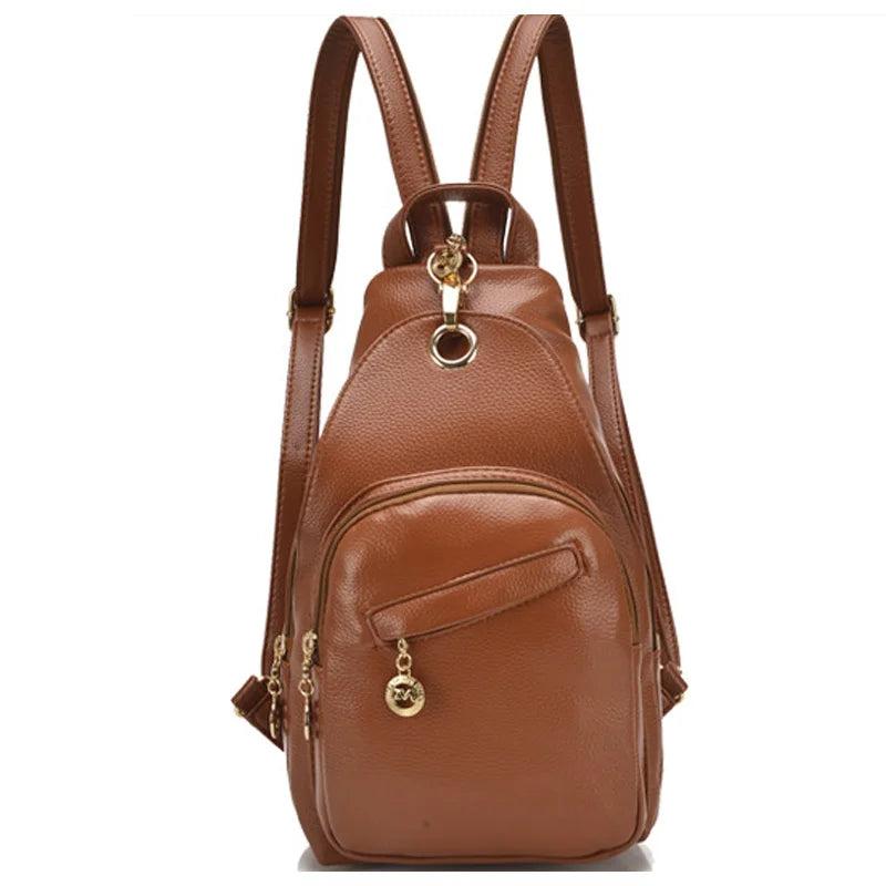 Waterproof Women's PU Leather Cross Body Sling Backpack