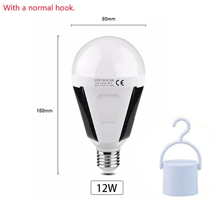 Outdoor Solar LED Bulb E27 7W 12W Rechargeable Waterproof