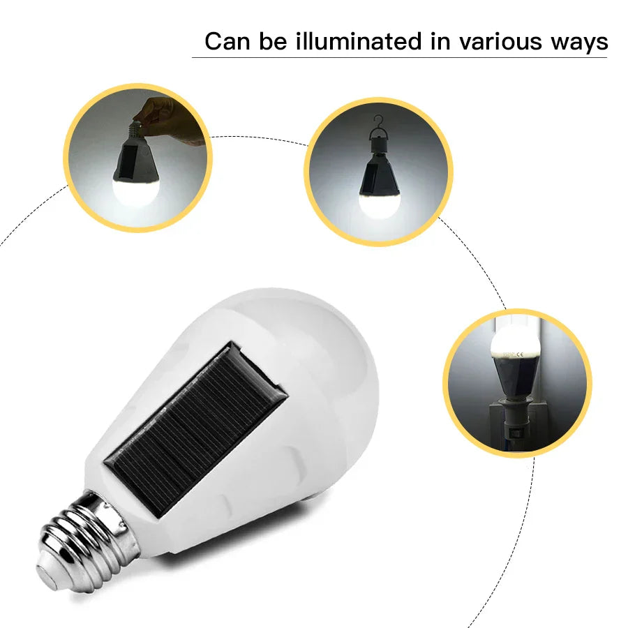 Outdoor Solar LED Bulb E27 7W 12W Rechargeable Waterproof