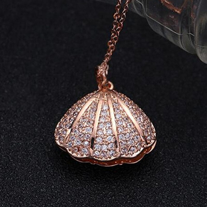 Ocean Blue Shell Drop Pendant Necklace