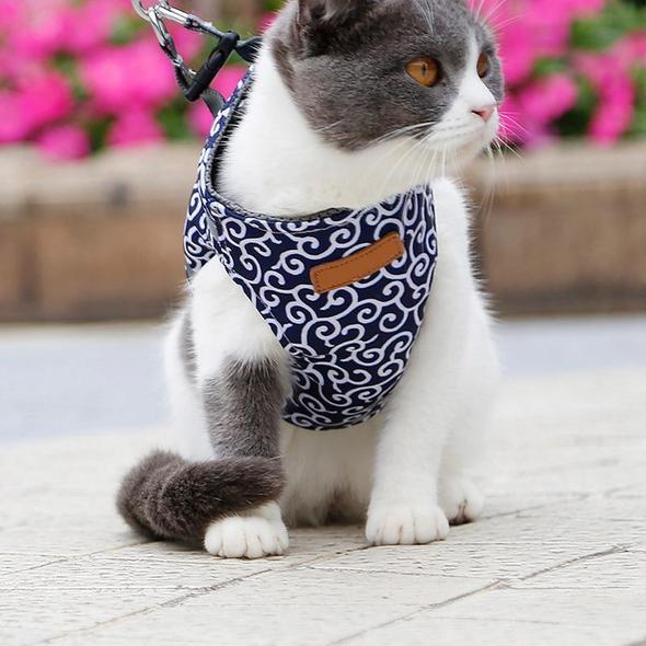 Pet Cat Harness Vest with Leash for Safe Walking