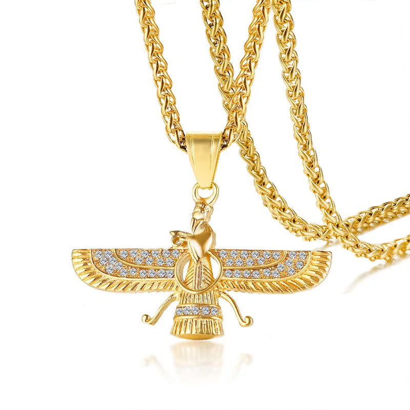 Sparkling Crystal Zoroastrian Pendant Necklace - Fesara
