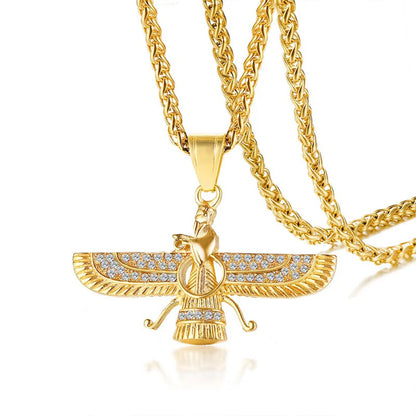 Sparkling Crystal Zoroastrian Pendant Necklace - Fesara