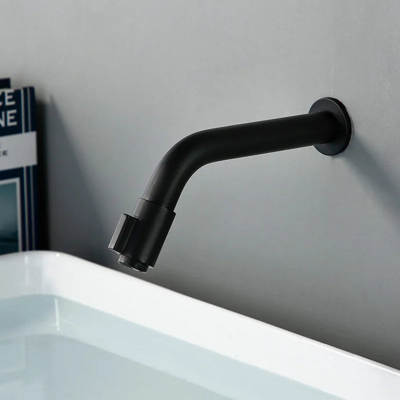 Sleek Black Wall Mount Faucet for Modern Kitchen Bath