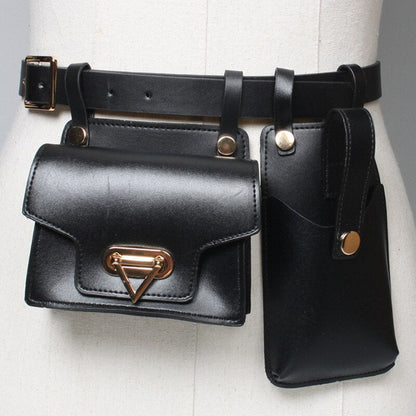 Practical Multi Pocket Leather Waist Belt Pouch