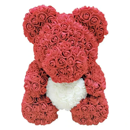 Soft Pink Teddy with Artificial Flower Decoration 40cm
