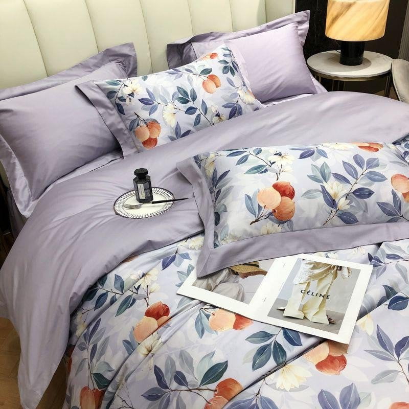 Soft Purple Cotton Bed Sheet Set