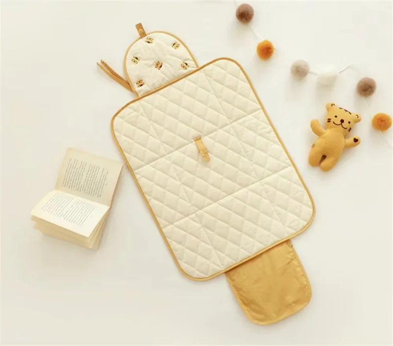 Portable Folding Baby Changing Pad with Cute Bear Design
