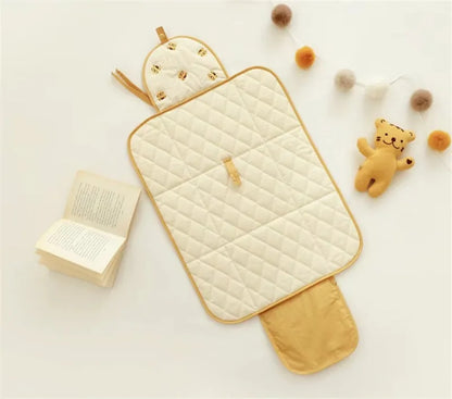 Portable Folding Baby Changing Pad with Cute Bear Design