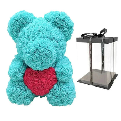 Soft Pink Teddy with Artificial Flower Decoration 40cm