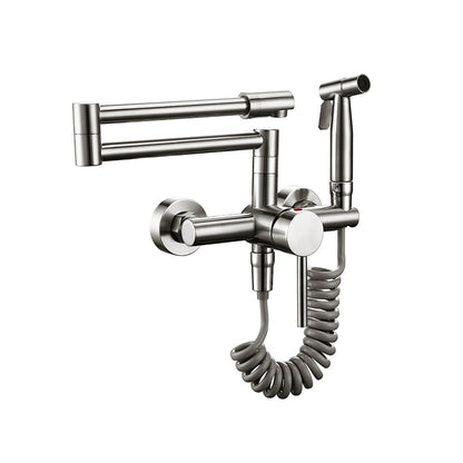 Adjustable Stainless Steel Kitchen Faucet with Spray Nozzle