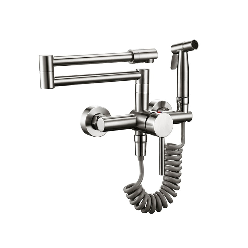 Flexible Kitchen Faucet with Pull-Out Nozzle - Modern Stainless Steel
