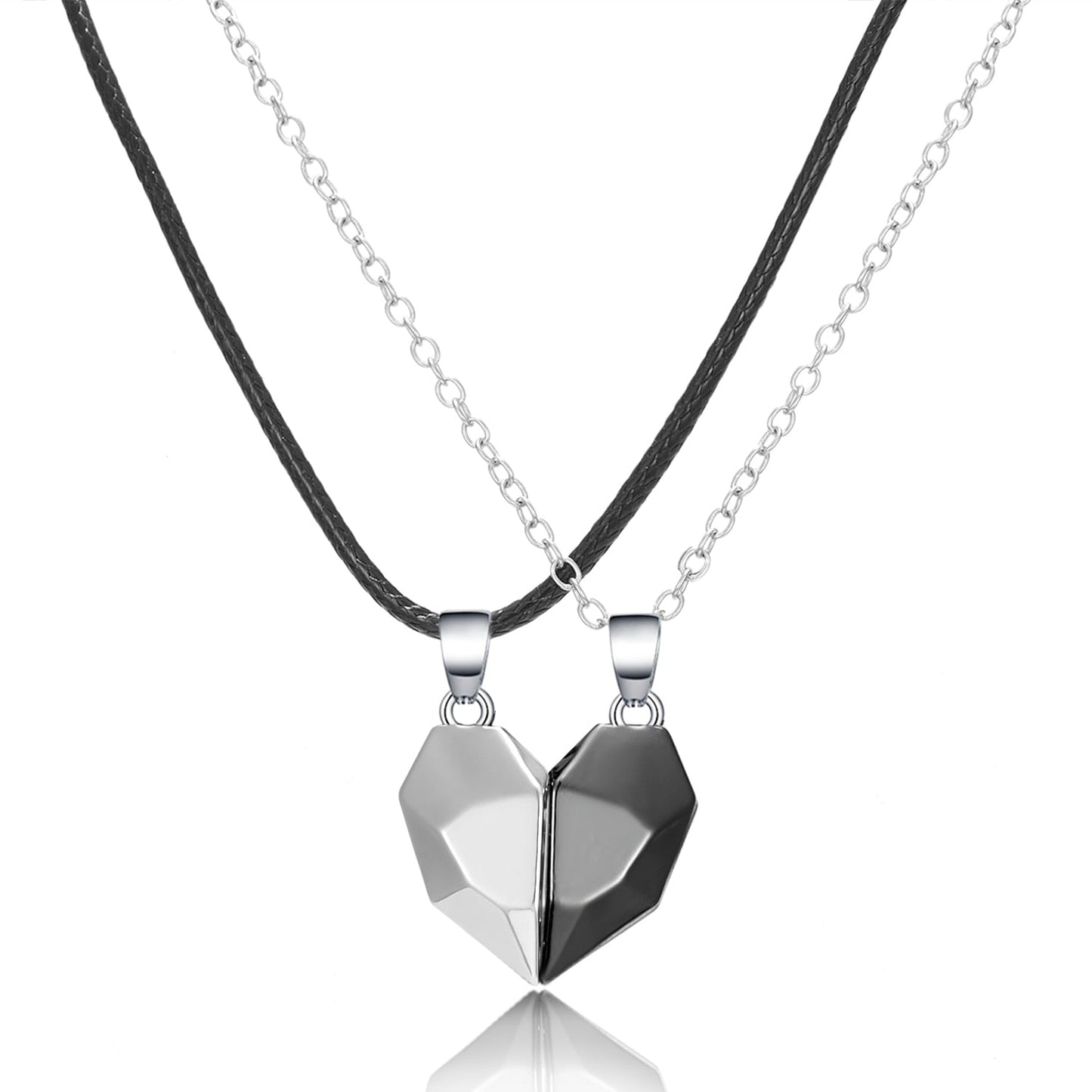 Lovely His Hers Interlocking Couple Necklace Set