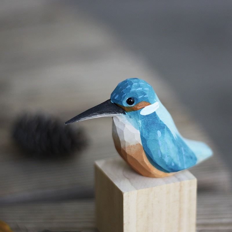 Rustic Wood Carved Bird Decorations