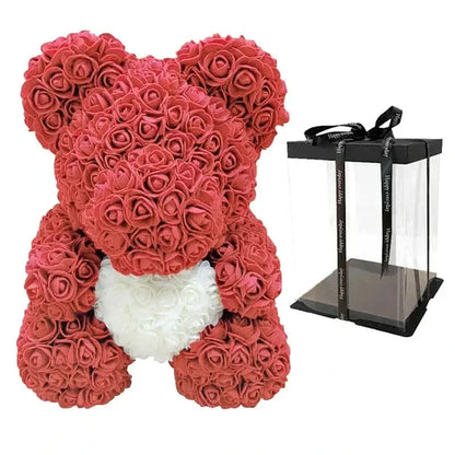 Soft Pink Teddy with Artificial Flower Decoration 40cm