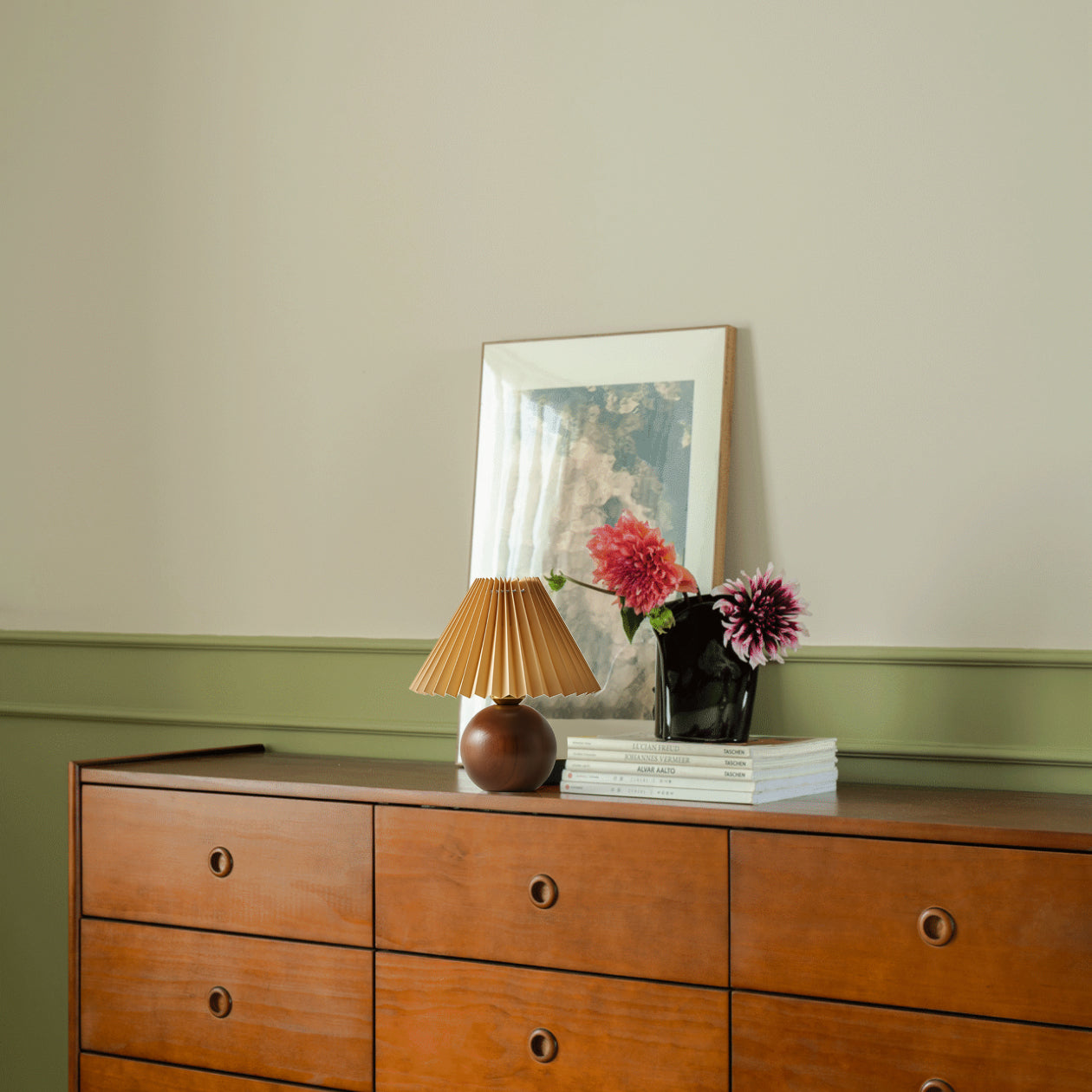 Warm Wooden Table Lamp with Fabric Shade