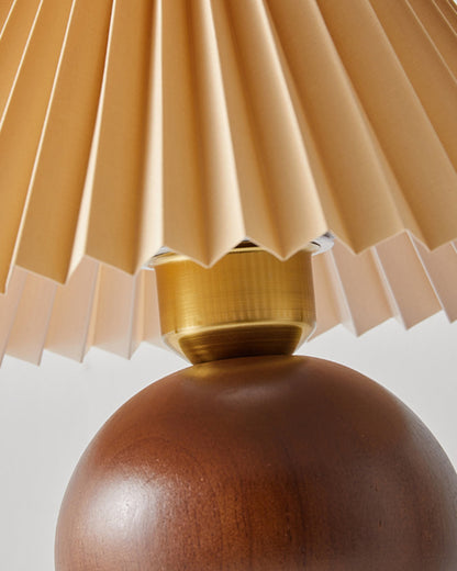 Warm Wooden Table Lamp with Fabric Shade